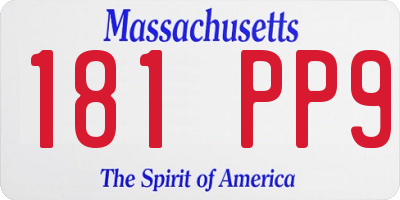 MA license plate 181PP9