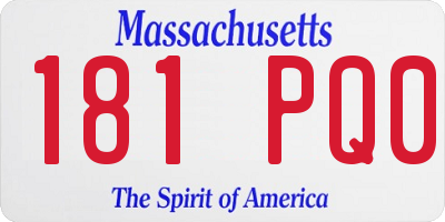 MA license plate 181PQ0