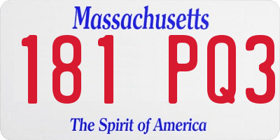 MA license plate 181PQ3