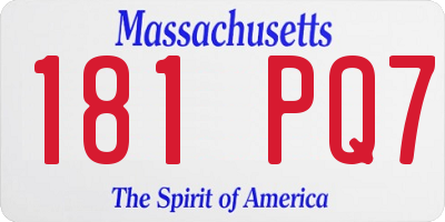 MA license plate 181PQ7
