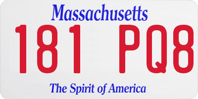 MA license plate 181PQ8