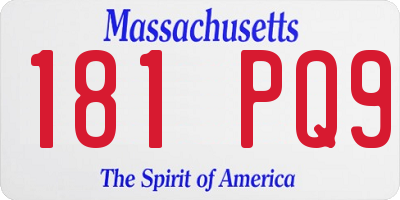 MA license plate 181PQ9