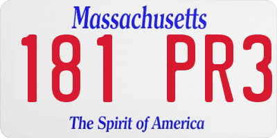 MA license plate 181PR3
