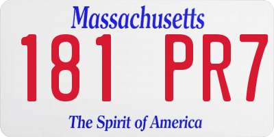 MA license plate 181PR7