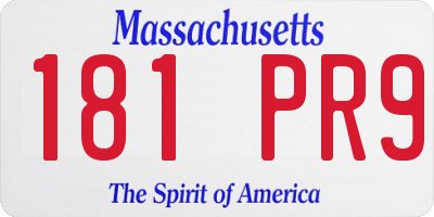 MA license plate 181PR9