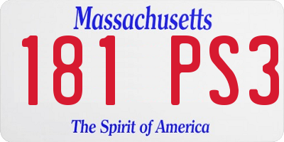 MA license plate 181PS3