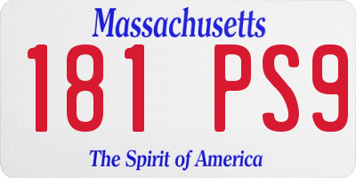 MA license plate 181PS9