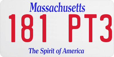 MA license plate 181PT3
