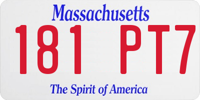 MA license plate 181PT7
