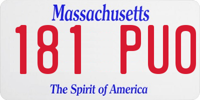 MA license plate 181PU0