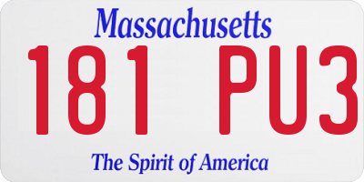 MA license plate 181PU3