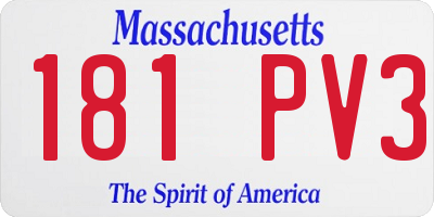 MA license plate 181PV3
