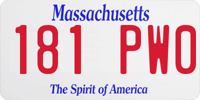 MA license plate 181PW0