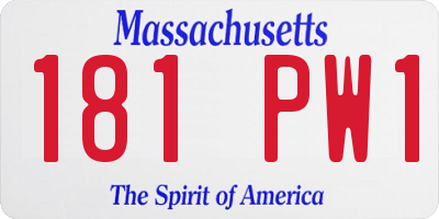 MA license plate 181PW1