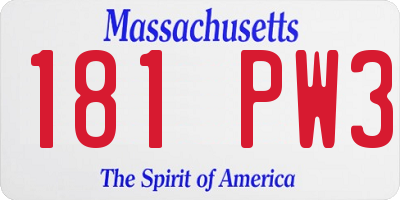 MA license plate 181PW3