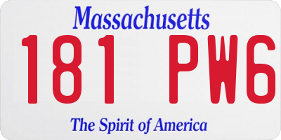 MA license plate 181PW6