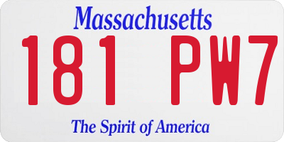 MA license plate 181PW7