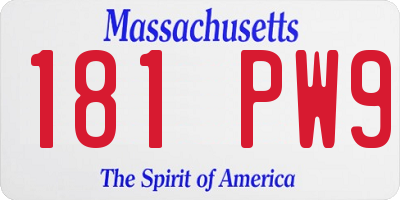 MA license plate 181PW9