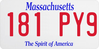 MA license plate 181PY9