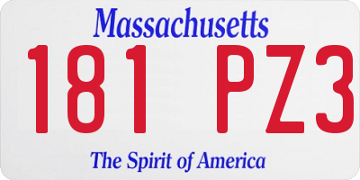MA license plate 181PZ3