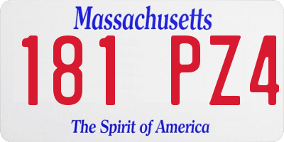 MA license plate 181PZ4
