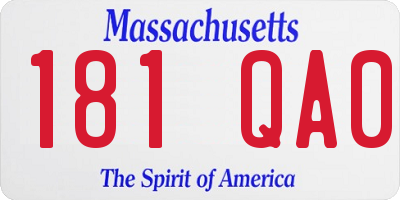 MA license plate 181QA0