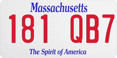 MA license plate 181QB7
