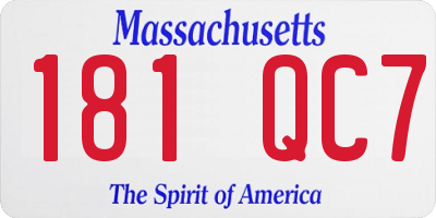 MA license plate 181QC7