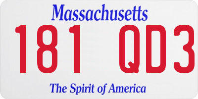 MA license plate 181QD3