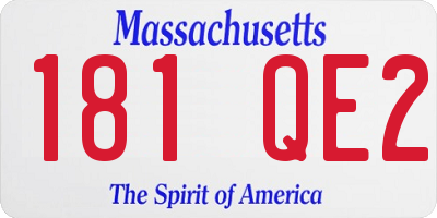MA license plate 181QE2