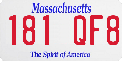 MA license plate 181QF8