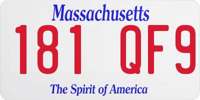 MA license plate 181QF9