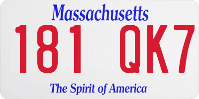 MA license plate 181QK7