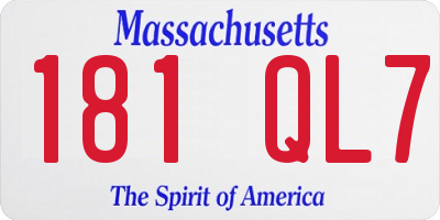 MA license plate 181QL7