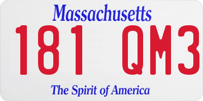 MA license plate 181QM3
