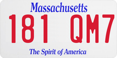 MA license plate 181QM7