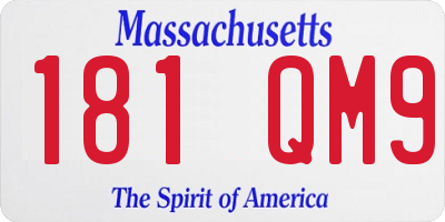 MA license plate 181QM9
