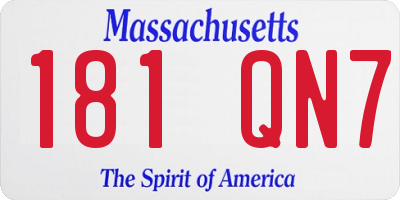 MA license plate 181QN7