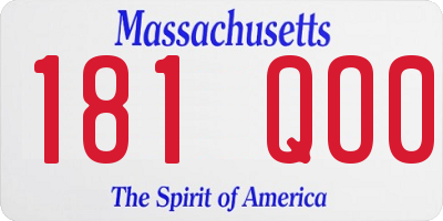 MA license plate 181QO0
