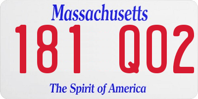 MA license plate 181QO2