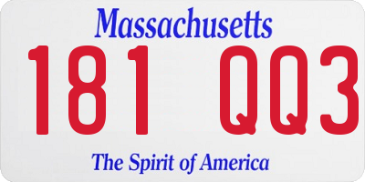 MA license plate 181QQ3