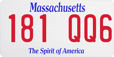 MA license plate 181QQ6