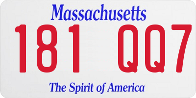 MA license plate 181QQ7