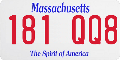 MA license plate 181QQ8