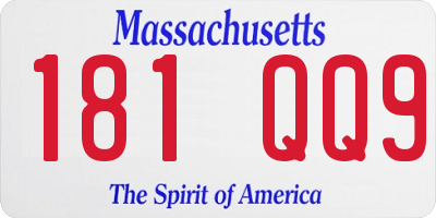 MA license plate 181QQ9