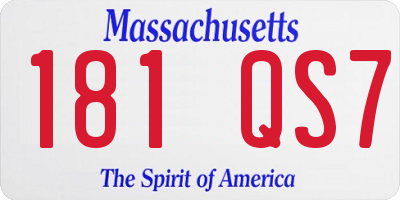MA license plate 181QS7