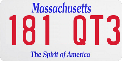 MA license plate 181QT3