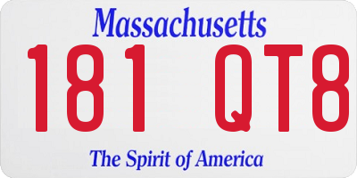 MA license plate 181QT8