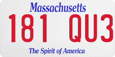MA license plate 181QU3
