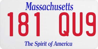 MA license plate 181QU9